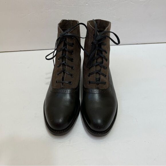 WOLVERINE MARCELLE 1000 MILE BOOTS IN‎ BLACK AND BROWN LEATHER - Picture 2 of 9